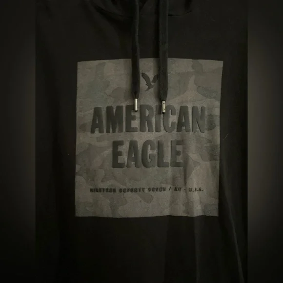 American Eagle men's medium black long sleeve hooded shirt - Picture 4 of 6